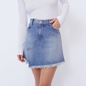 NEW BALDWIN Women Andie Asymmetric Frayed Raw Fringe Hem Denim Jean High Waist
